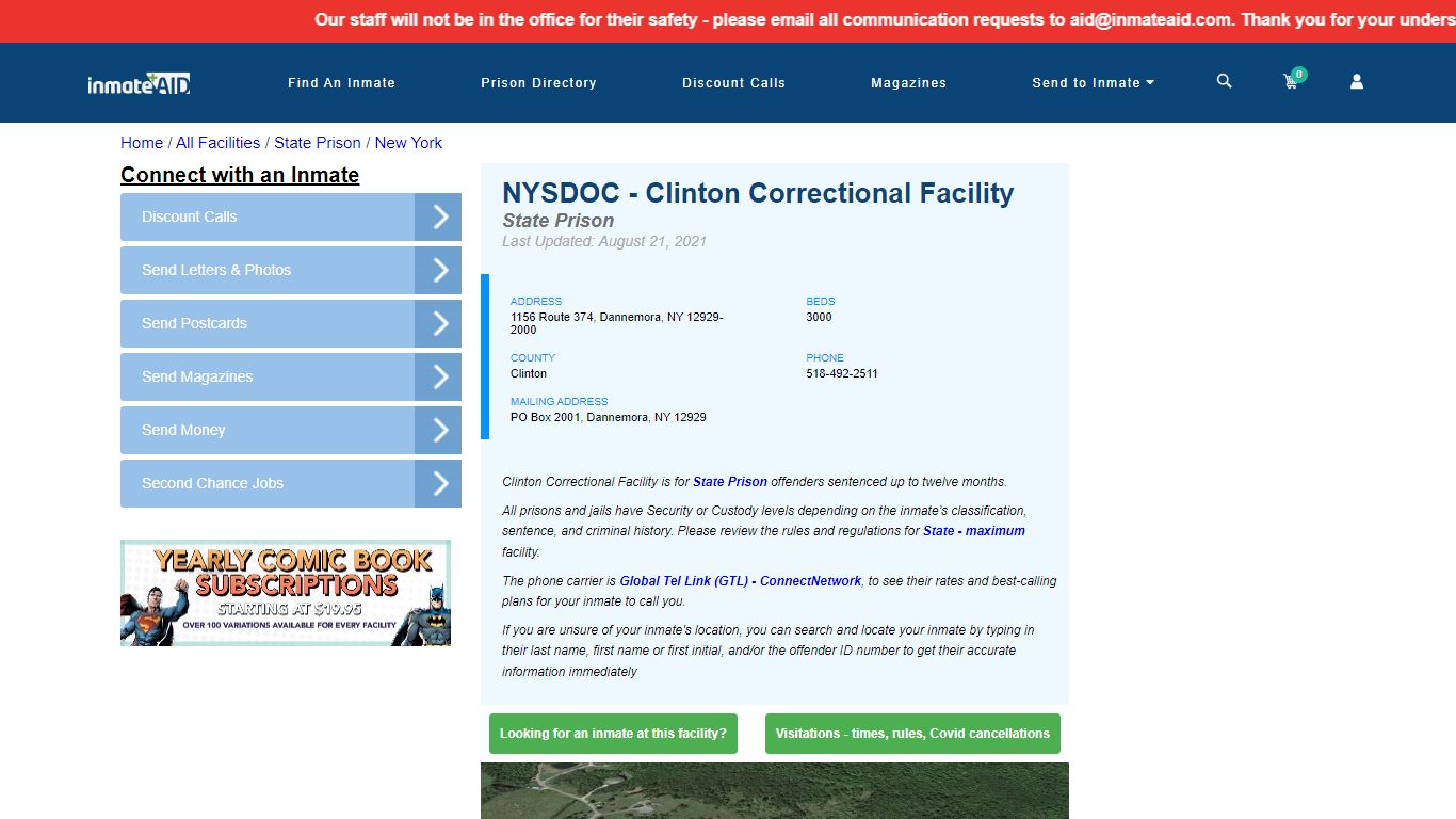 NYSDOC - Clinton Correctional Facility & Inmate Search ...