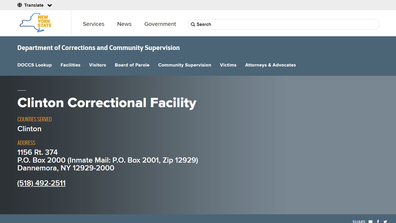 Clinton Correctional Facility | Department of Corrections ...