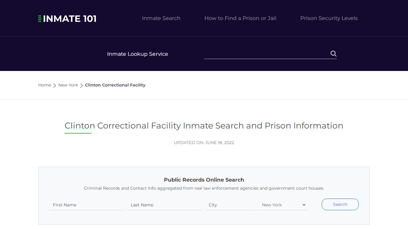 Clinton Correctional Facility Inmate Search, Visitation ...